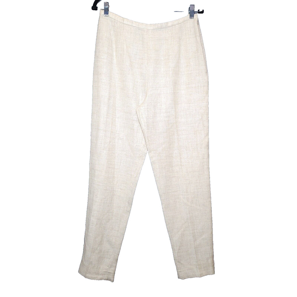 Valentino Womens Beige High Waist Straight Leg Linen Lounge Pants Sz 10 Classic